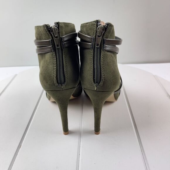 Journee Womens Size 7.5 Collection Samara Stiletto Heels Olive Peep Toe Shoes - Picture 4 of 9